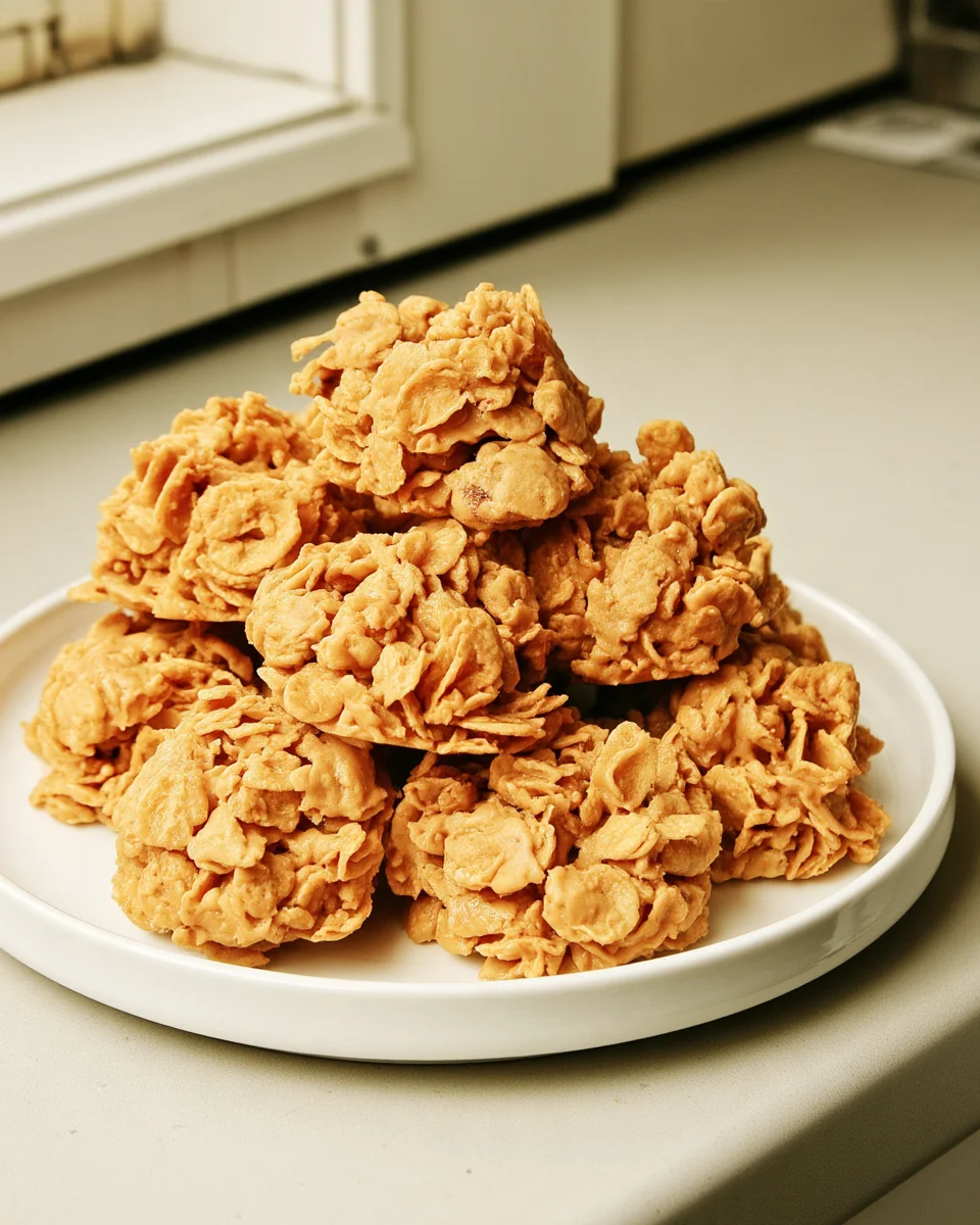 No Bake Peanut Butter Corn Flake Cookies image 2