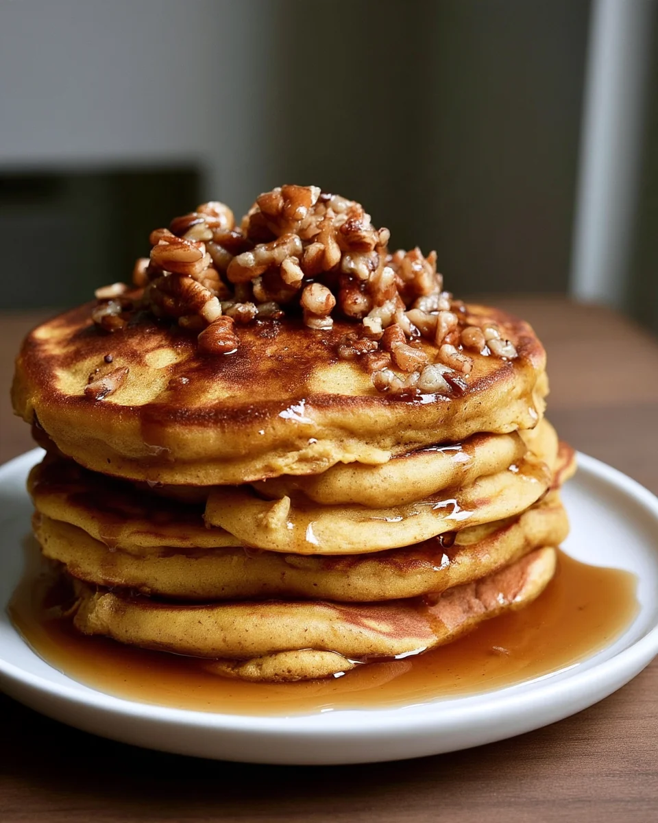Pumpkin Pancakes Recipe with Cinnamon Pecan Syrup image 2